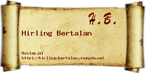 Hirling Bertalan névjegykártya